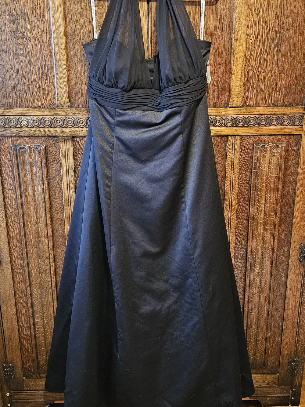 NWT David's Bridal Black Halter A-Line